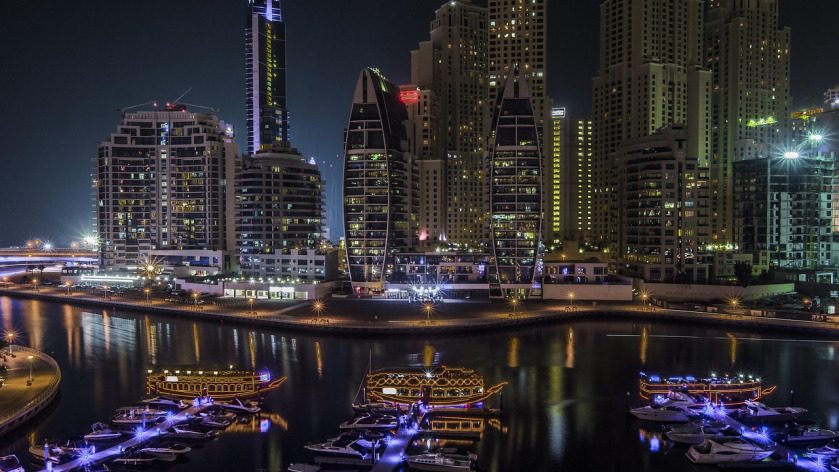 UAE Dubai skyline night
